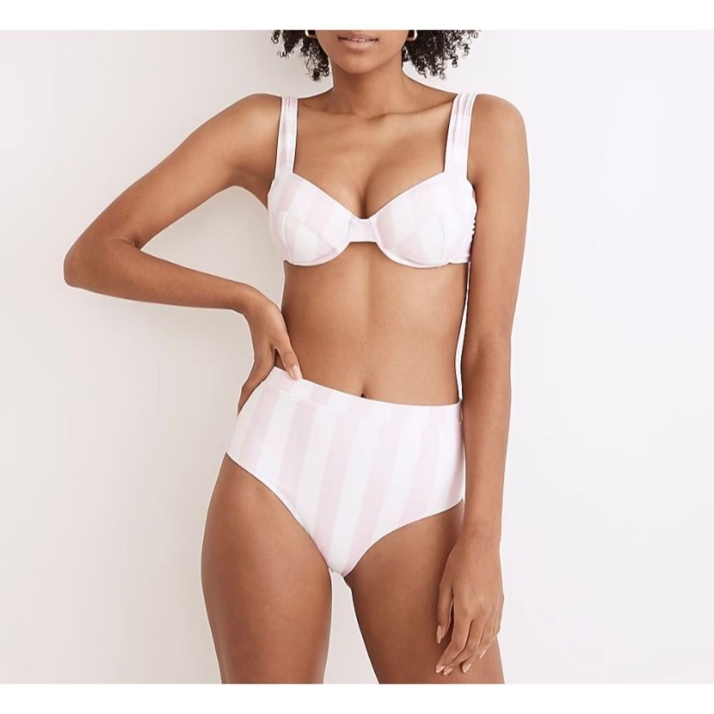 SOLID & STRIPED Pink and White Bikini